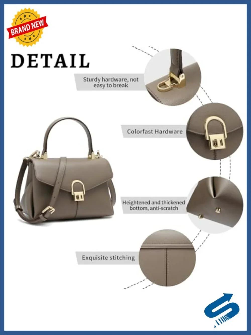 Top Handle Leather Tote Satchel Bag for Women Shoulder Purses with Button Lock